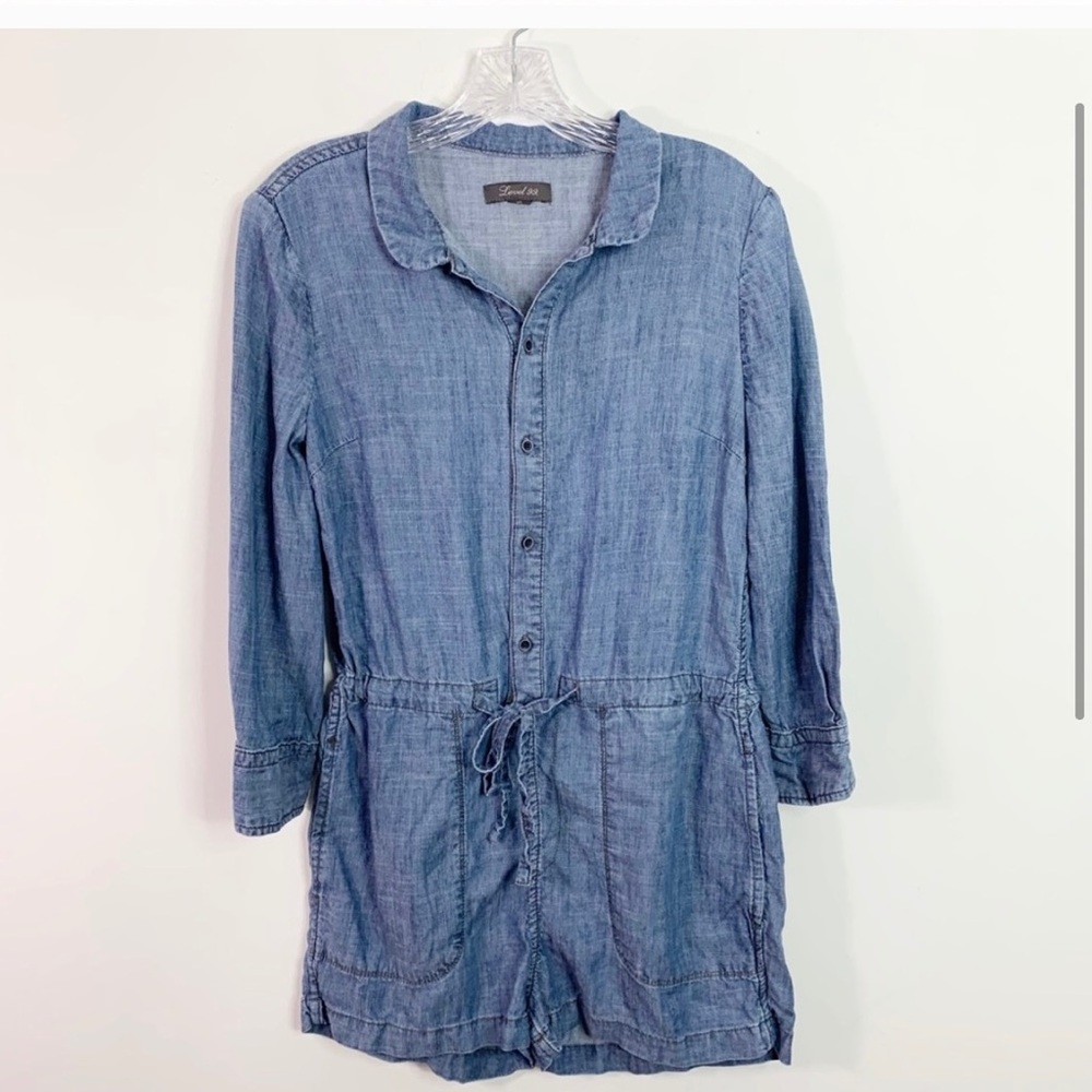 ANTHRO Level 99 | Blue Denim Chambray Romper XS
